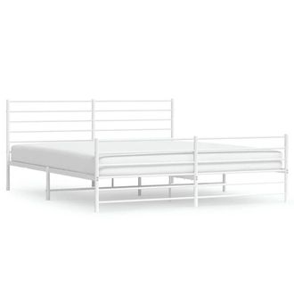 Berkfield Home Metal Bed Frame with Headboard & Footboard White 183x213 cm