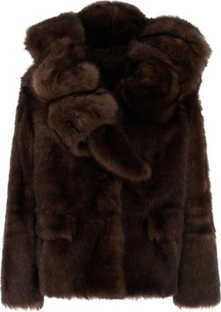 Prada Brown Solid Furr Jacket