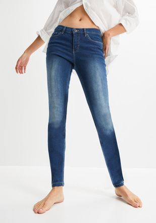 Bonprix Skinny-fit-Jeans BONPRIX, Damen, Gr. 34, N-Gr, blau (blau denim), Obermaterial: 76% Baumwolle, 16% Polyester, 7% Viskose, 1% Elasthan, skinny fit, Jea