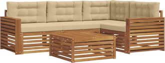 vidaXL Conjunto De Sof&aacute;s De Exterior 5 Uds. Natural Y Beige Vidaxl