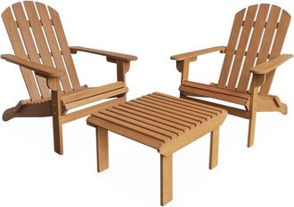 Sweeek 2 sillones de madera con reposapi&eacute;s, madera