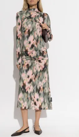 Off-white Long Sleeve Dress, Womens, Green