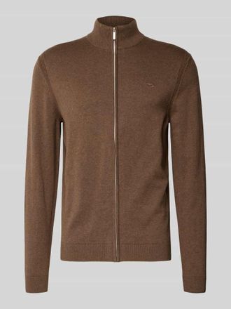 Tom Tailor Regular Fit Strickjacke aus reiner Baumwolle in Mittelbraun Mel, Größe XXL