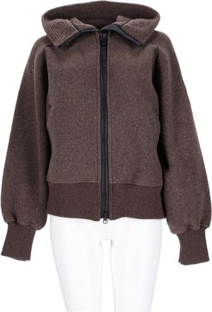 Canada Goose Brown Zip-Front High Collar Wool-Blend Sweatshirt