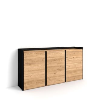 Skraut Home Aparador efecto madera roble y negro 156x35x80cm