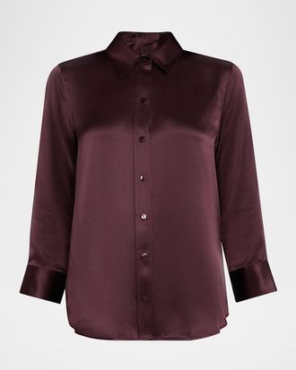 L'agence Dani Silk Button-Front Blouse