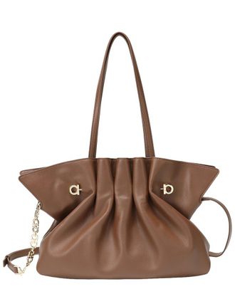 Tiffany & Fred Soft Pleated Leather Shoulder Tote