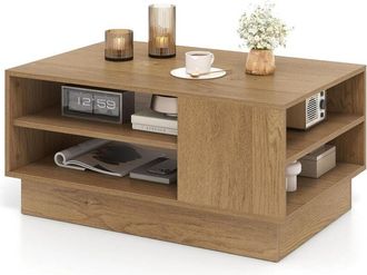 Costway Tavolino da Salotto Rettangolare Design Moderno, Tavolino da Caffè con 2 Ripiani Inferiori Portaoggetti, Tavolino Basso da Divano per