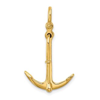 Diamond2Deal 14k Yellow Gold 3-D Polished Anchor 2 Piece Moveable Charm