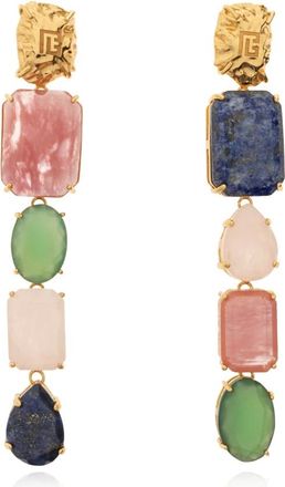 Balmain Earrings, female, Yellow, Size: ONE SIZE Clip-On Earrings With Gemstones