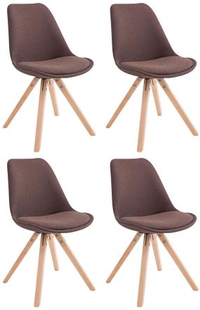 Clp Clp - Pack De 4 Sillas De Comedor Toulouse Square En Tela Marr&oacute;n Natural