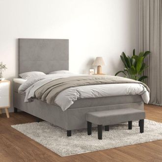 vidaXL Vidaxl - Cama Box Spring Con Colch&oacute;n Terciopelo Gris Claro 120x200 Cm
