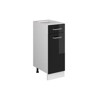 Vicco Mueble Bajo Universal R-line, Negro Brillo Intenso, 30 Cm Con Caj&oacute;n, Sin Encimera Vicco