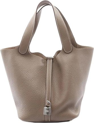 Herm&egrave;s Borsa a mano Picotin Lock 22 in pelle Clemence 2014 - Marrone