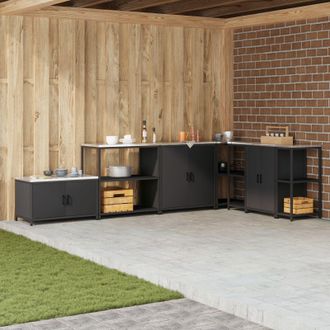 Berkfield Home Kitchen Storage Shelf with Storage Black Steel