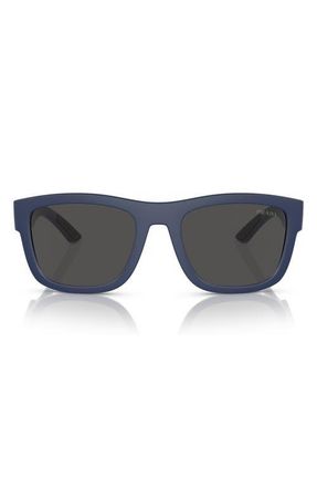 Prada 56mm Pillow Sunglasses in Blue Rubber at Nordstrom