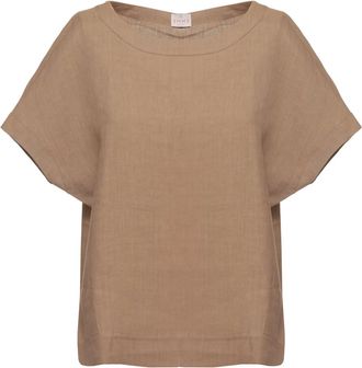 Marella Overhemden, Dames, Bruin, S, Linnen, Linea Emme Linnen Blouse