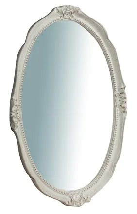 Biscottini International Specchio Specchiera Da Parete E Appendere Verticale/orizzontale In Legno Finitura Bianca Anticata L37xpr3,5xh51 Cm Made In Italy