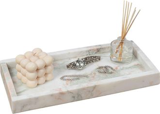 Happimess Luxe Stone Classic Minimalist Rectangular Marble Bathroom Countertop Tray in White/beige Marble at Nordstrom