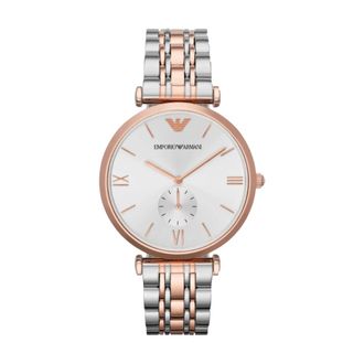 Emporio Armani Zilverkleurige Twee-Tone Horloge - Dames - Horloges - Roze - ONE Size - Accessoires