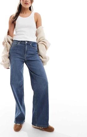 Only Madison high waist wide leg jeans in mid blue