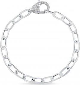 Allurez Diamond Paper Clip Link Bracelet 14k White Gold (0.41ct)