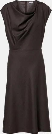 Brunello Cucinelli Draped wool-blend midi dress