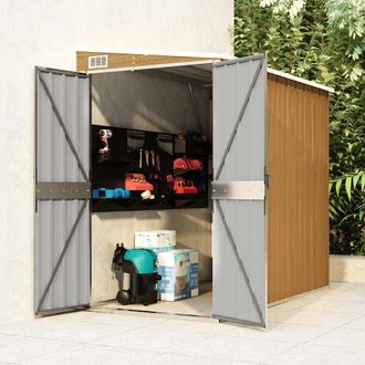 vidaXL Cobertizo Jard&iacute;n Pared Acero Galvanizado Marr&oacute;n 118x194x178 Cm Vidaxl