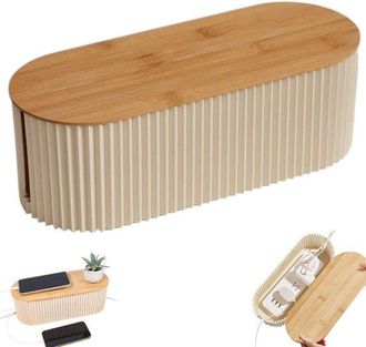 OEM Organizador De Cables, Caja De Gesti&oacute;n De Cables, Color Madera Natural, Organizador De Cables Port&aacute;til, Tapa De Enchufe, Caja Para Ocultar Cables