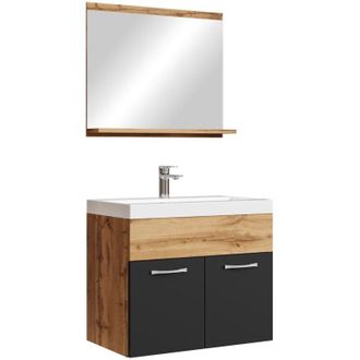 Badplaats Mobile da bagno Montreal 02 60cm Rovere con Nero Opaco - armadio mobiletto