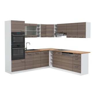 Vicco Cocina Esquinera R-line, Precioso Gris/blanco, 237 X 247 Cm, Et Roble, Vicco
