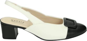 Hassia Witte Sling-back Sandaal - Dames - Pumps - Wit - 38 1/2 EU - Leer - Schoenen