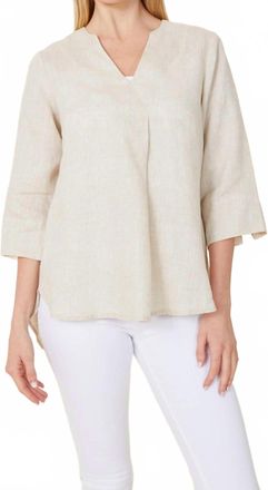 Dolce Cabo Linen 3/4 Sleeve Top In Beige