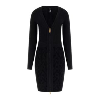 Guess Knitted Dresses, female, Black, Size: 2XL Black Short Sleeve Knitted Dress