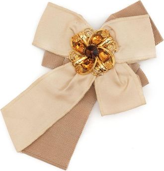 Dolce & Gabbana 2000s rhinestone-embellished box brooch - women - Cotton/Silk/Viscose/Crystal/Brass - One Size - Gold