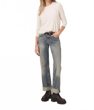 Repeat Basic Jewel Neck Long Sleeve Top In Ivory