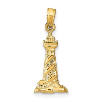 Diamond2Deal 14k Yellow Gold 3-D St. Augustine Lighthouse Pendant