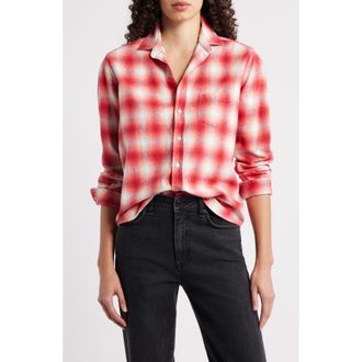 Frank & Eileen Eileen Relaxed Button-Up Shirt in Dark Pink White Plaid at Nordstrom Rack, Size Small