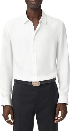 John Varvatos Ross Button-Up Shirt in White at Nordstrom, Size Xx-Large