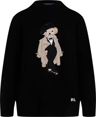 Ralph Lauren Collection Black Cashmere Bear Pullover-Donna