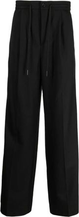 Holzweiler Straight Trousers, male, Black, L, Black Tailored Trousers with Pressed Crease