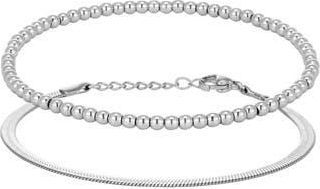 Adornia Set of 2 Herringbone & Bead Chain Bracelets in Silver at Nordstrom Rack