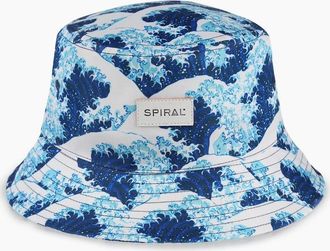 Spiral Womens Floral Patterned All Around Brim Bucket Hat - Blue - Size: LADIES