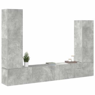 Berkfield Home Classic 4 Piece TV Cabinet Set Concrete Grey Engineered Wood