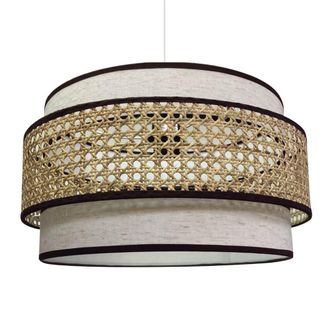 Wonderlamp L&aacute;mpara de techo con pantalla de lino y rafia fabricadas a mano marr&oacute;n