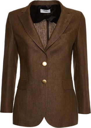 Saulina Milano Angelica peak lapel button blazer - Brown
