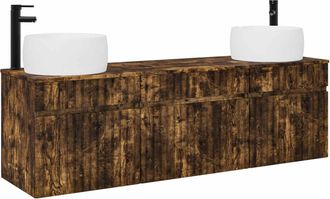 vidaXL Juego De Muebles De Ba&ntilde;o 3 Uds. Roble Ahumado 49 X 44,5 X 66 Cm Vidaxl