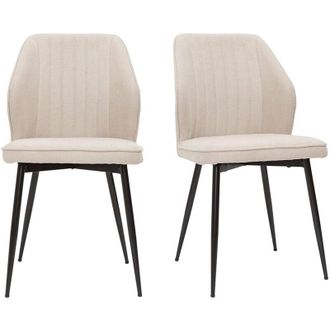 Miliboo Miliboo - Sedie design in tessuto effetto velluto beige e base metallo nero (set di 2) fanette