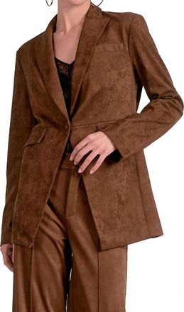 Elan Single Button Suede Blazer In Chocolate