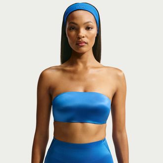 Nike Womens SKIMS Satin Shine Convertible Bandeau Bra in Blue | IR8688-445